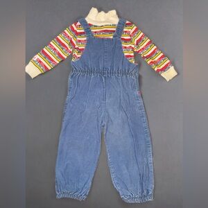 Cabbage Patch Kids Vintage Overalls Set in Blue and Red Size 2T